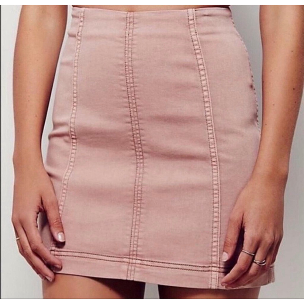 Women's Free People Dusty Pink Stone Denim Mini Skirt Size 4